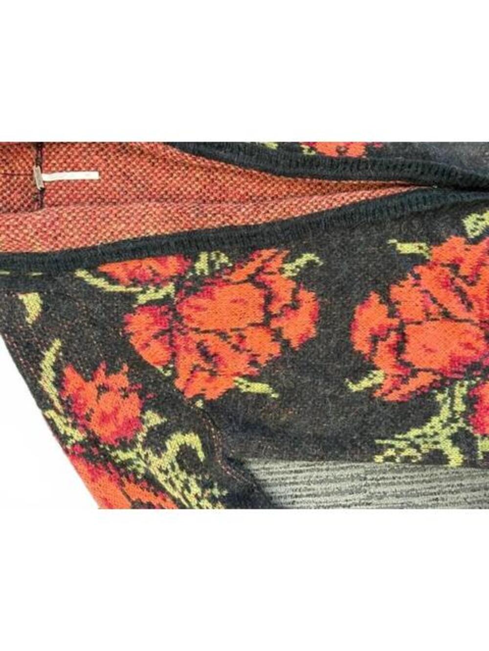 New Free People Women's Black Flower Power Cardigan in Intarsia Knit Large - Picture 5 of 7